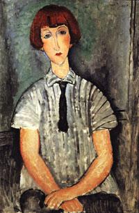 Amedeo Modigliani Yound Woman in a Striped Blouse Spain oil painting art